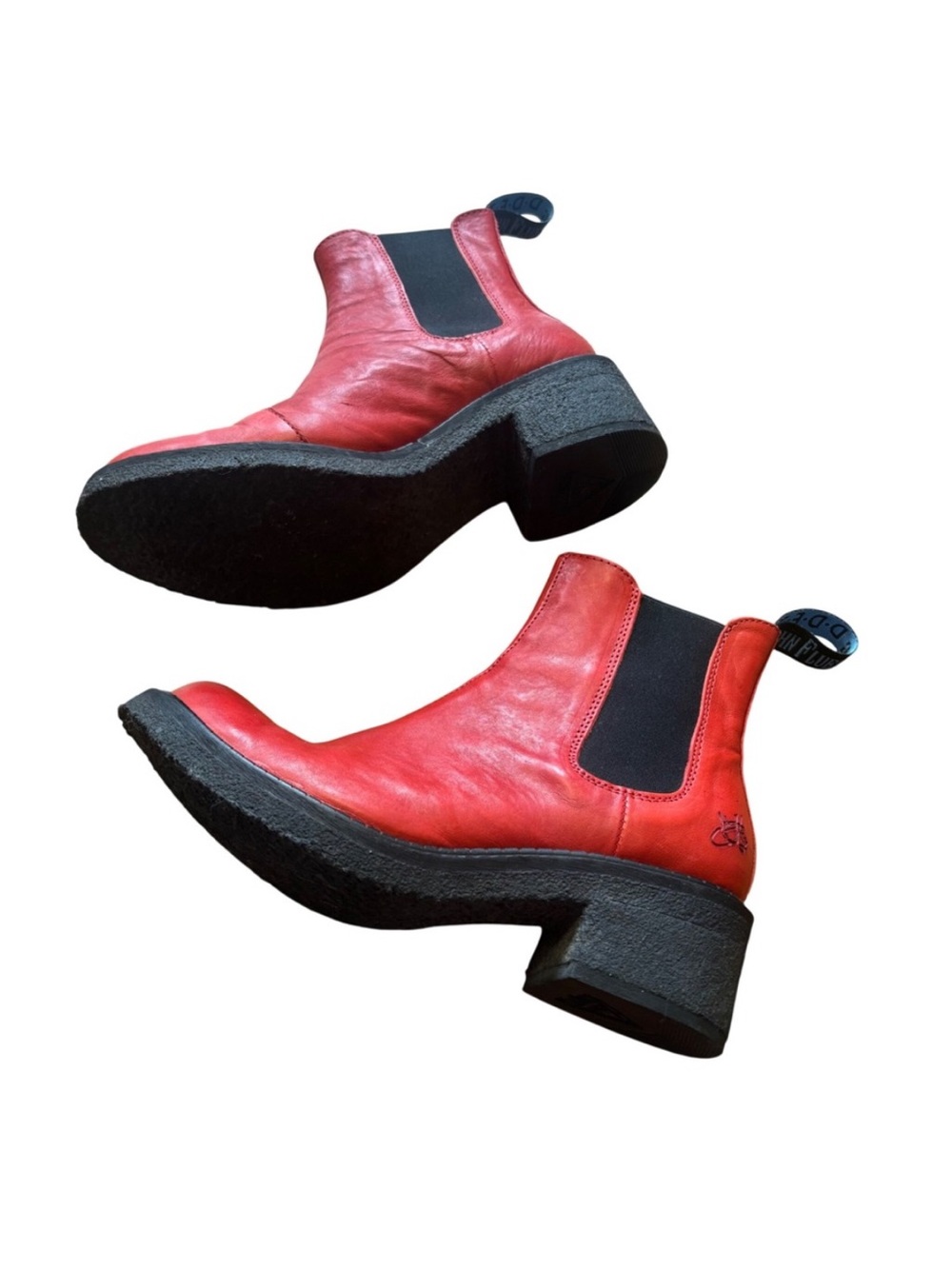 John Fluevog Red Leather Chelsea Boots - Women Size 7.5